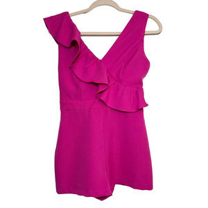 DO+BE Pink Ruffle Short‎ Jumpsuit  One Piece Size S